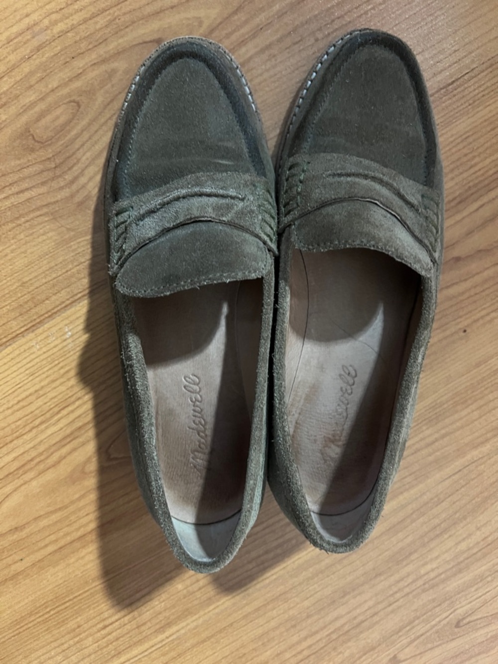 Madewell Olive Green Suede Loafers